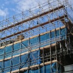 scaffolding with blue netting in Somerset